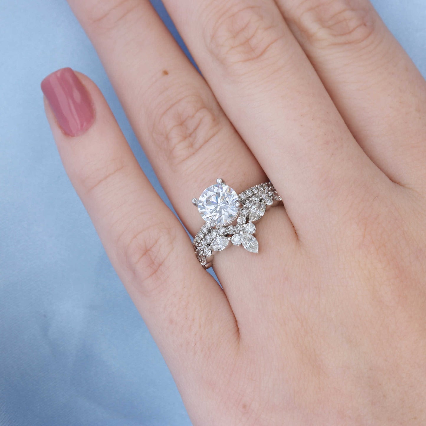 White Gold Diamond Double Chevron Band