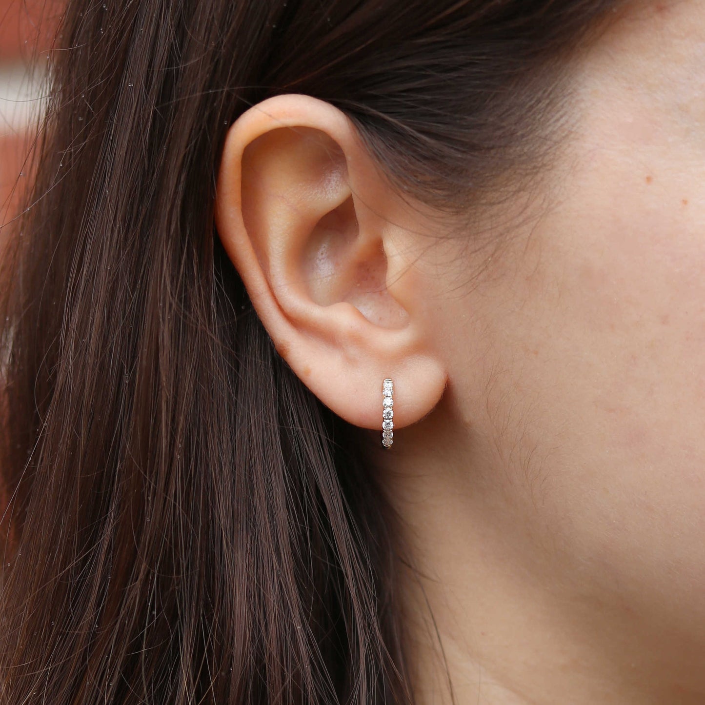 Yellow Gold Diamond Huggie Hoop Earrings