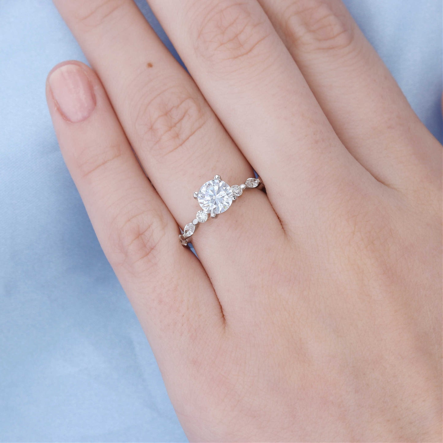 Floating Diamond Engagement Ring