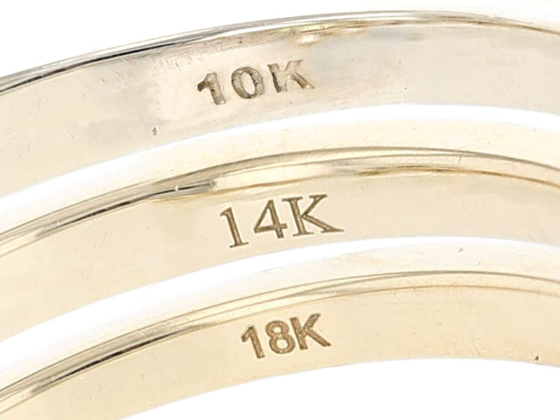 10 karat, 14 karat & 18 karat stamps on yellow gold rings