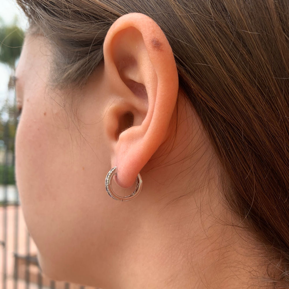 Sapphire Diamond Huggie Hoop Earrings