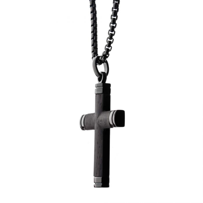 Stainless Steel Ebony Cross Necklace
