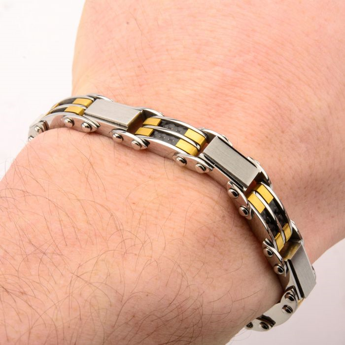 Black & Gold Steel Reversible Bracelet