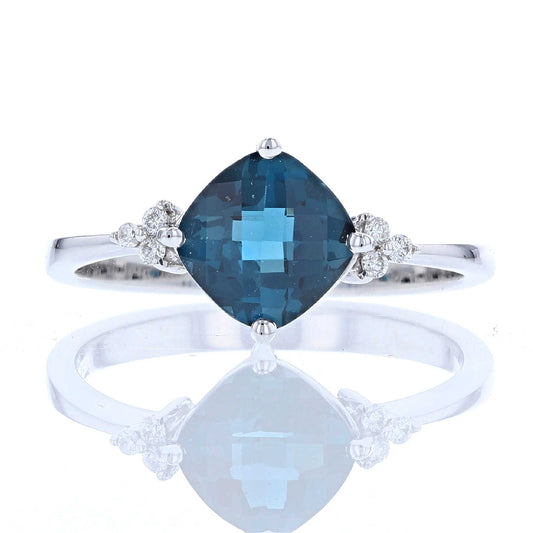 Cushion London Blue Topaz & Diamond Ring