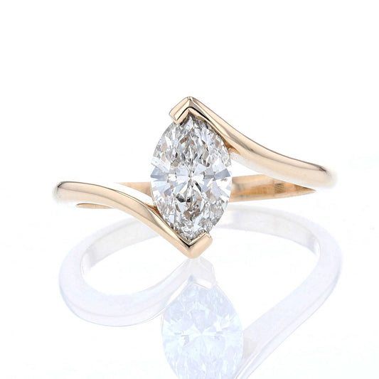Solitaire Bypass Marquise Engagement Ring