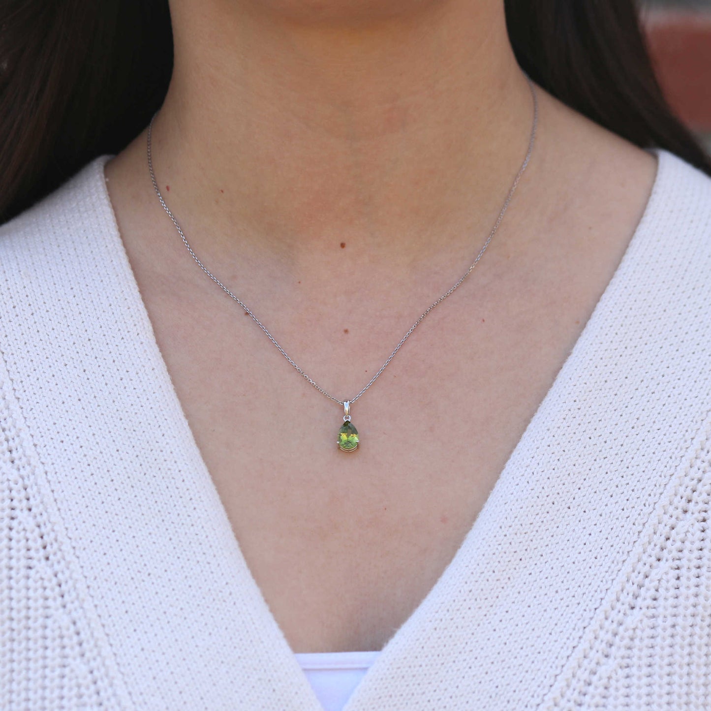 Solitaire Pear Peridot Pendant