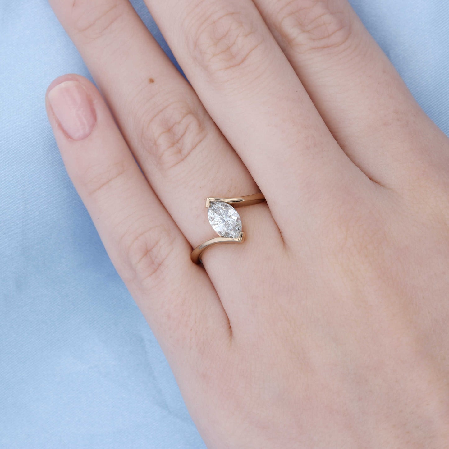 Solitaire Bypass Marquise Engagement Ring