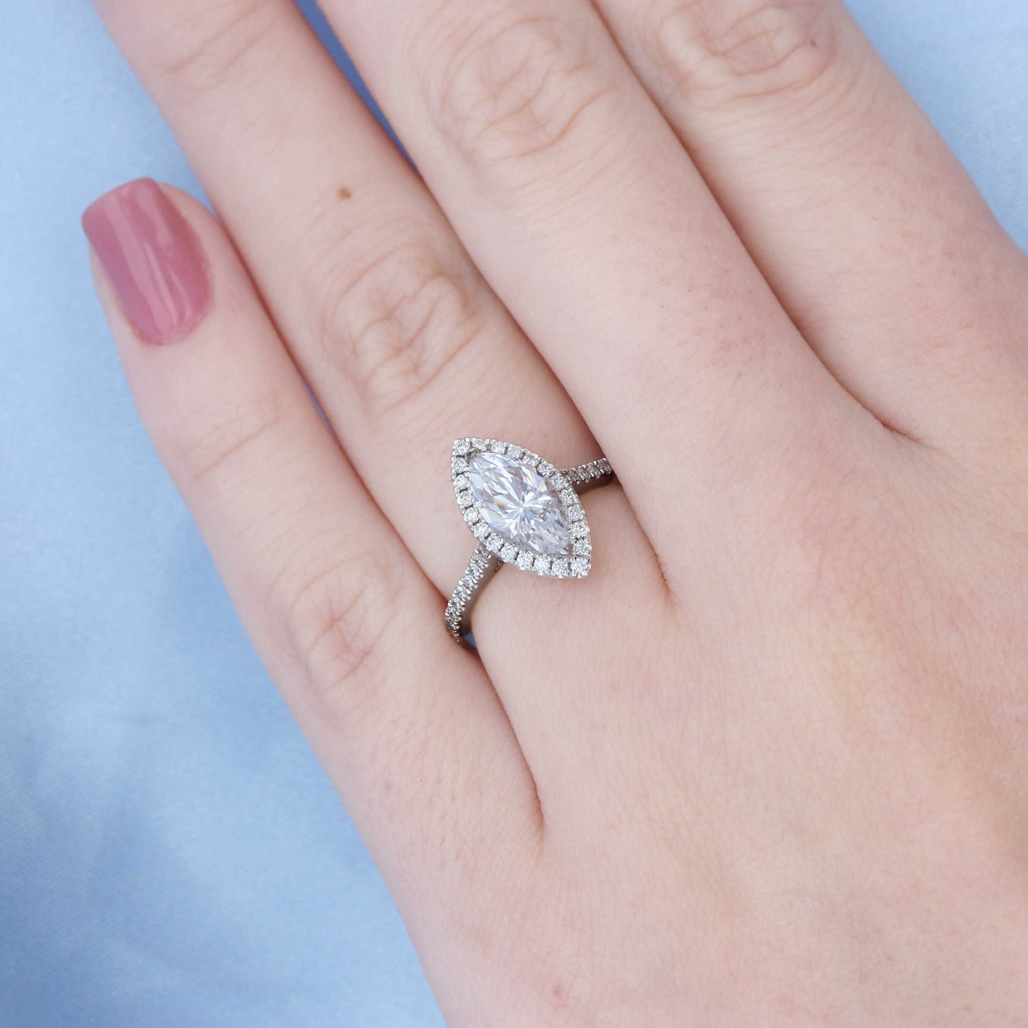 Marquise Diamond Halo Engagement Ring