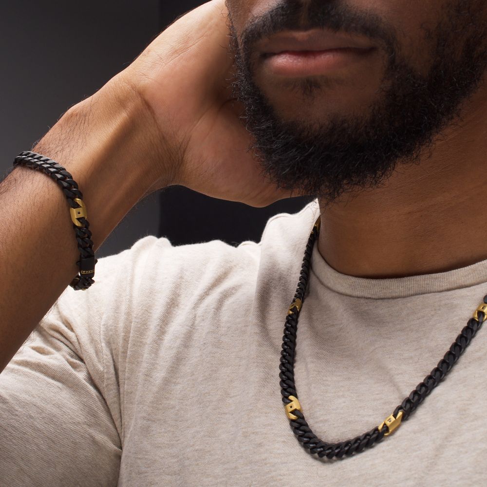 Black & Gold Steel Black Sapphire 22" Cuban Chain