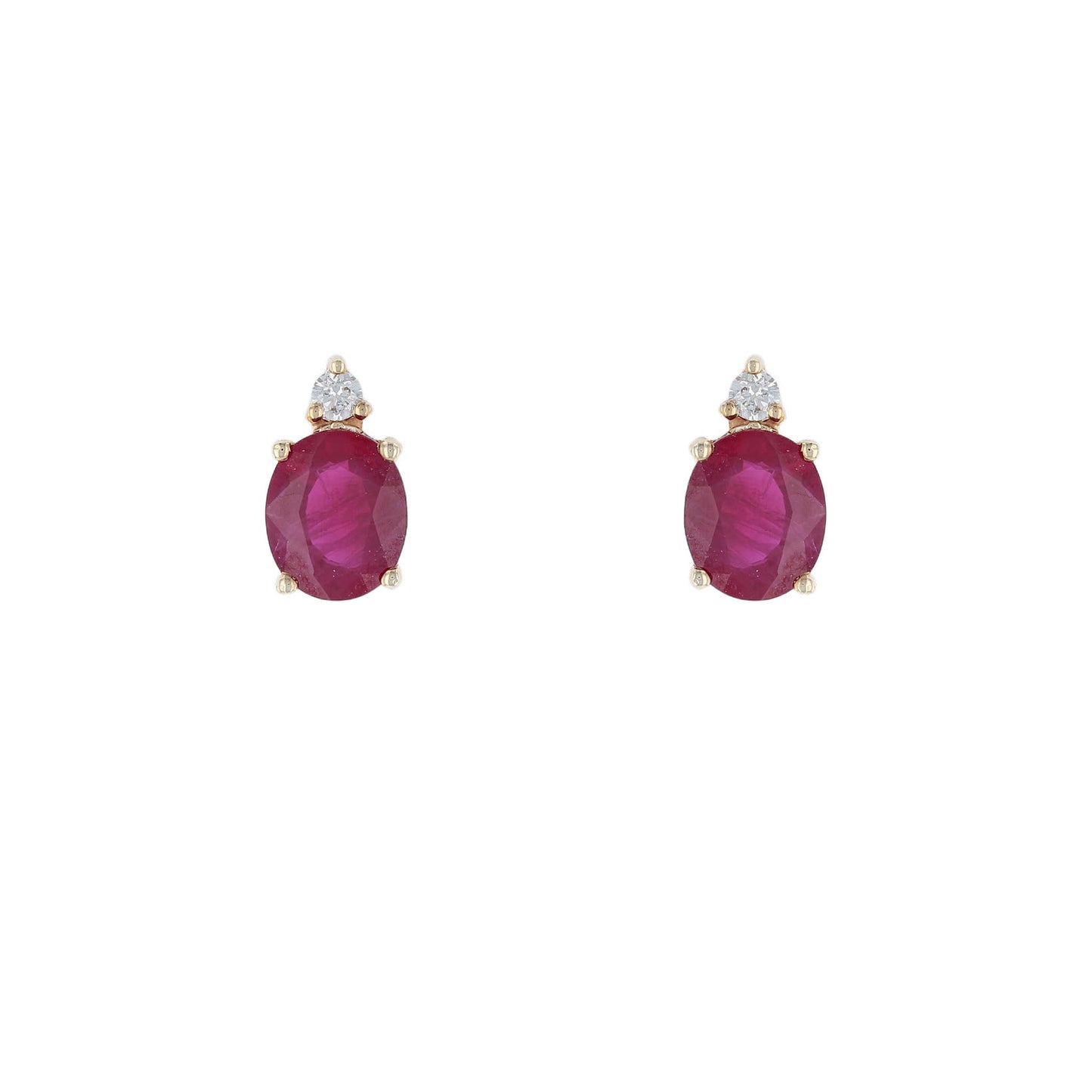 Oval Ruby & Diamond Stud Earrings