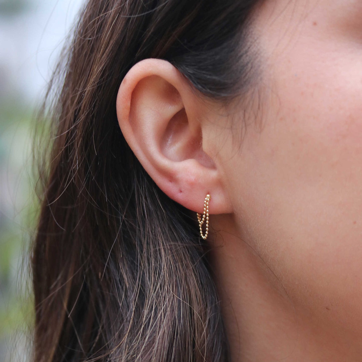 Yellow Gold Double Dangle Chain Earrings