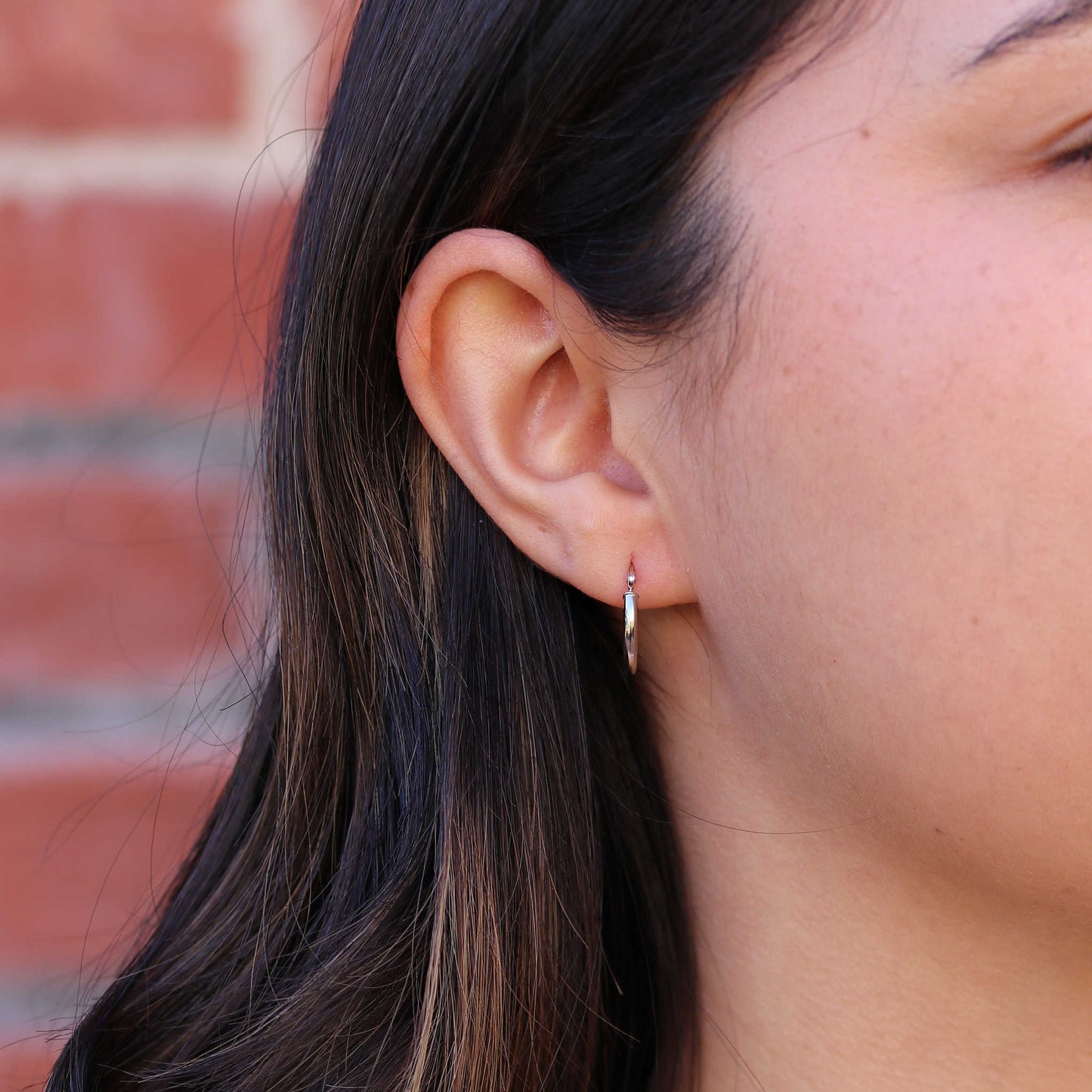White Gold Medium Hoop Earrings