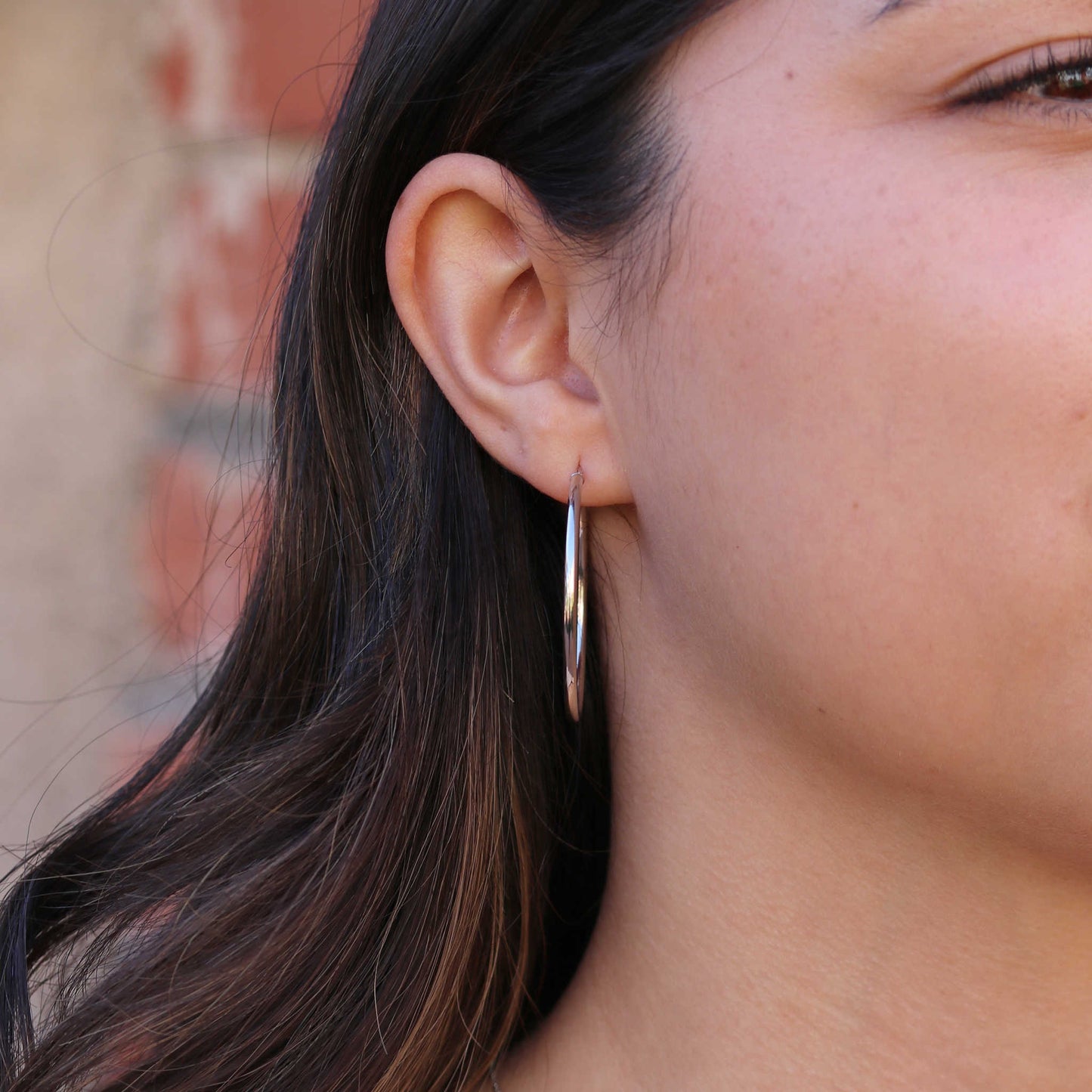 White Gold Large 40 mm Hoop Earrings