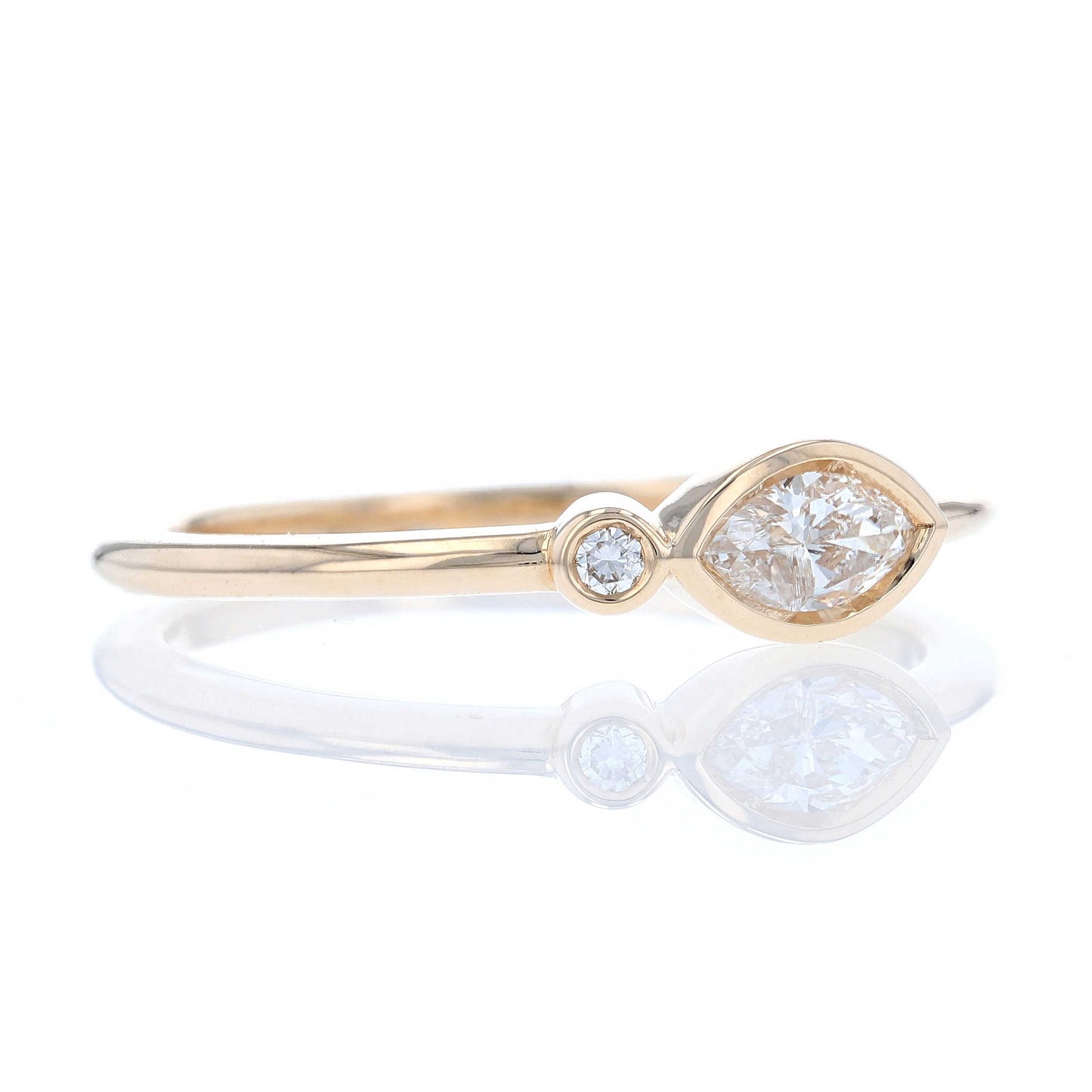 Asymmetric Marquise Bezel Diamond Ring