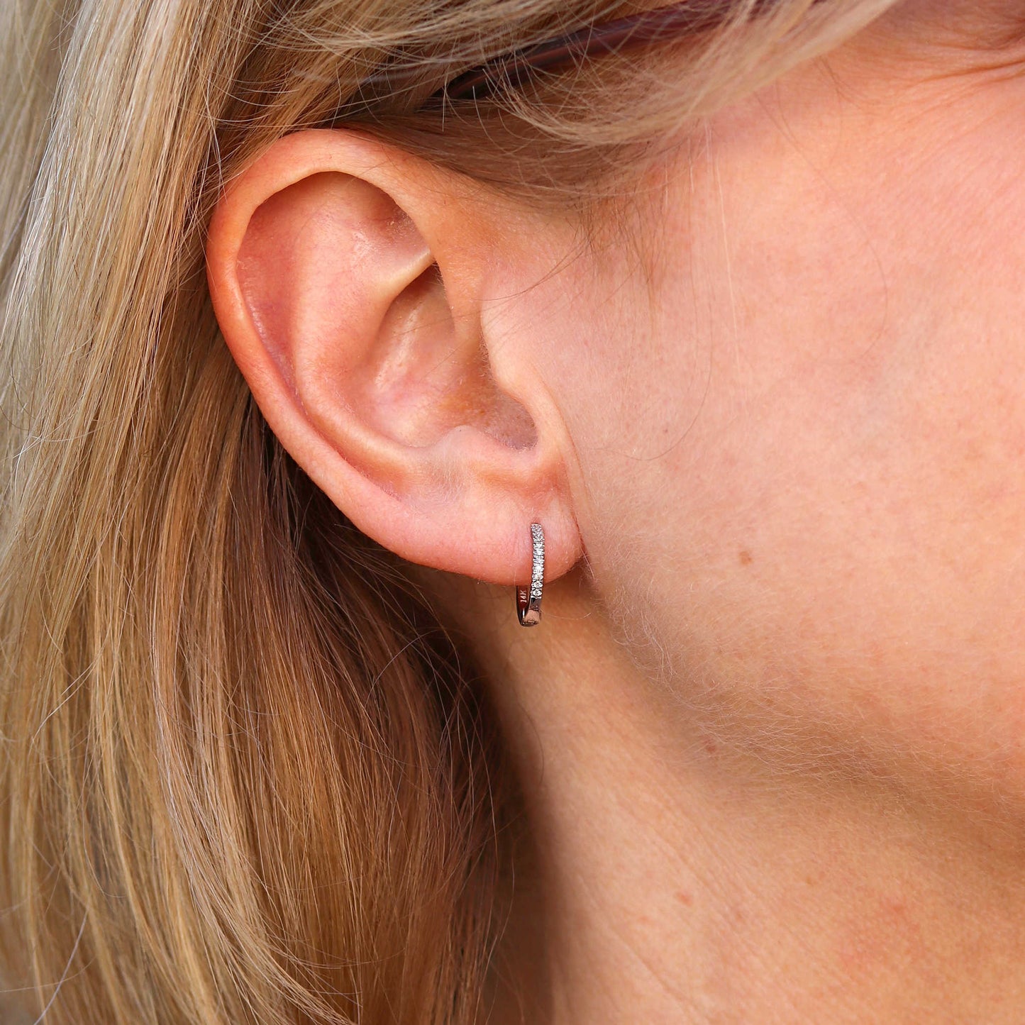 Petite White Gold Diamond Huggie Earrings