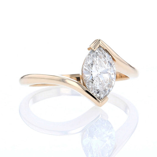 Solitaire Bypass Marquise Engagement Ring
