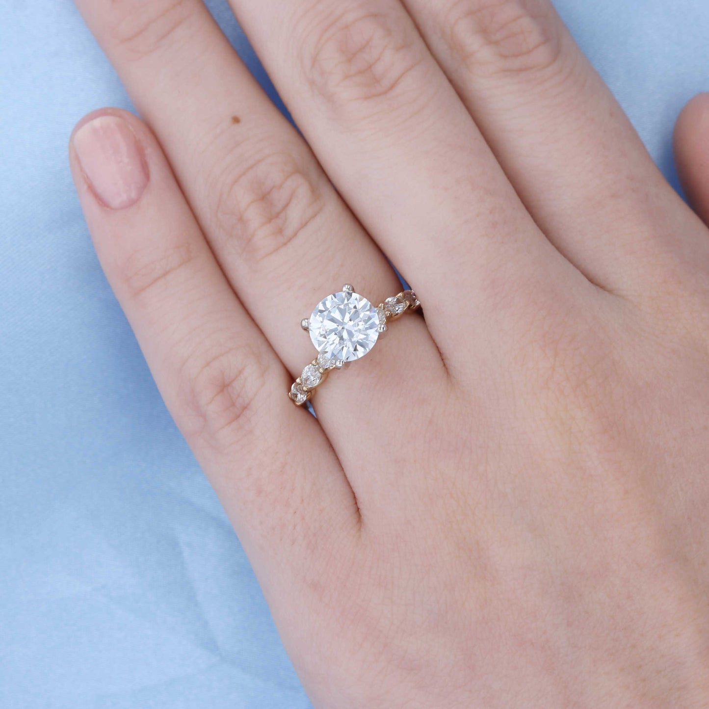 Oval Diamond Band Engagement Ring