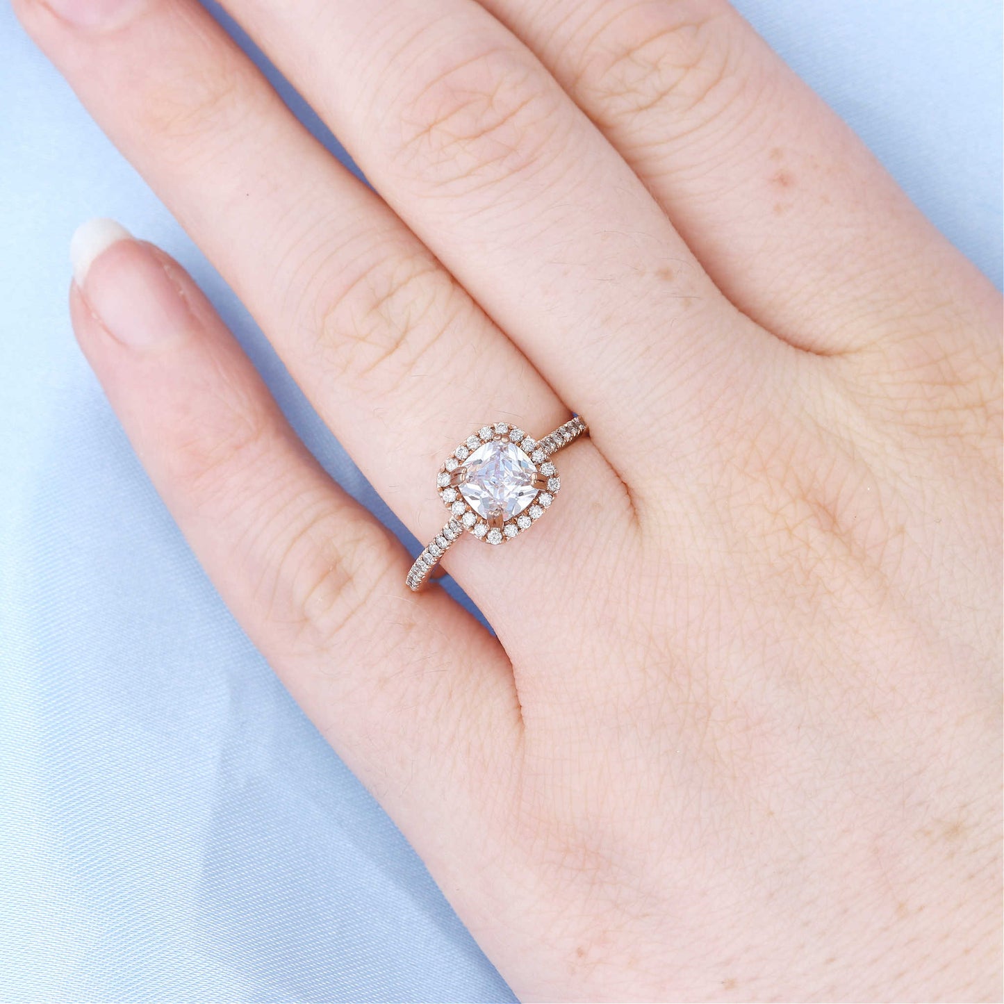 Cushion Diamond Halo Engagement Ring