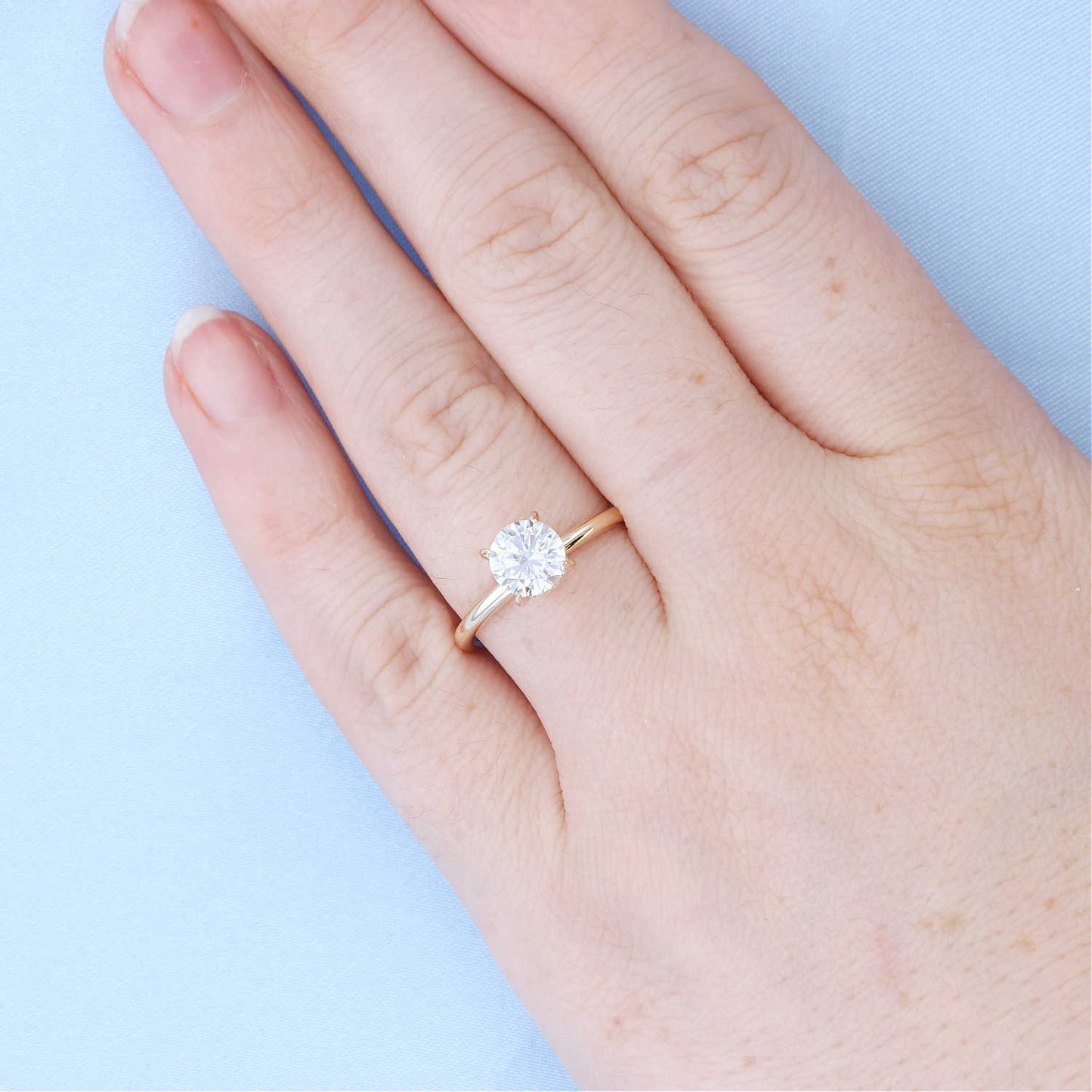 Yellow Gold Solitaire Hidden Halo Engagement Ring