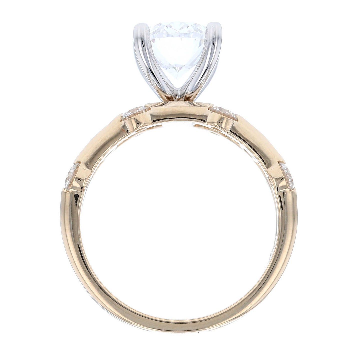 3 Row Oval Diamond Engagement Ring
