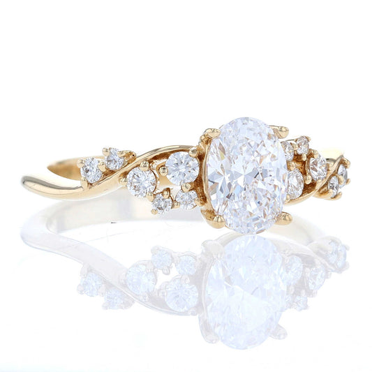 Cluster Swish Oval Engagement Ring