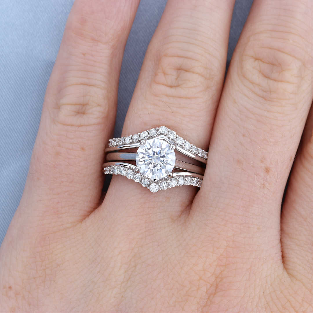 White Gold Diamond Chevron Ring Guard
