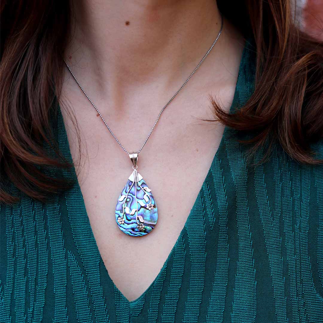 Abalone Silver Flower Necklace | Fox Fine Jewelry