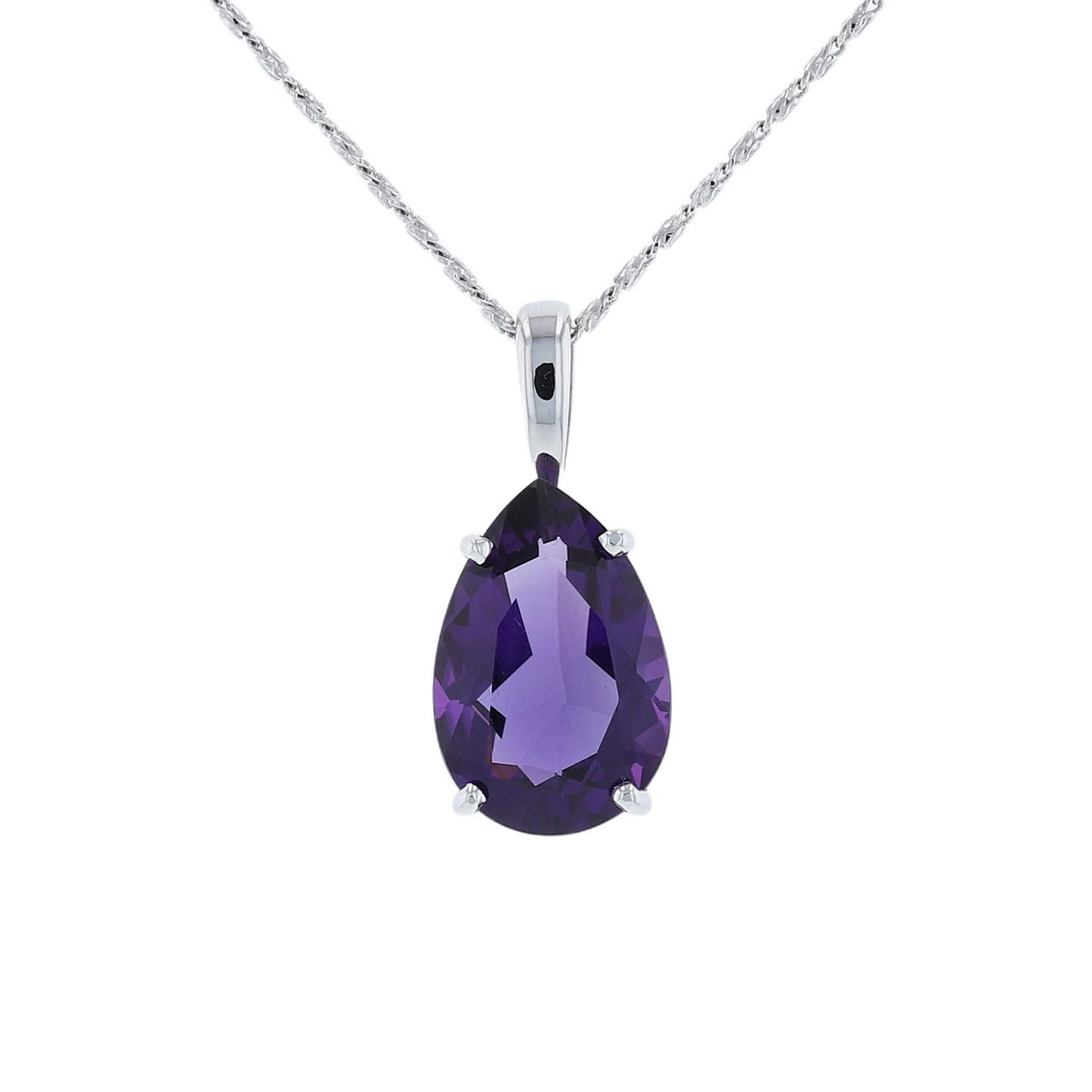 Pear Amethyst Solitaire Pendant