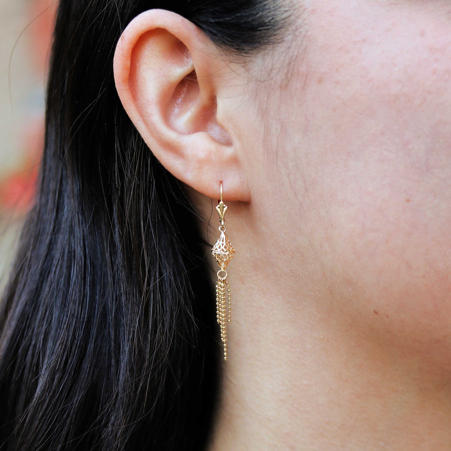 10 Karat Filigree Dangle Earrings