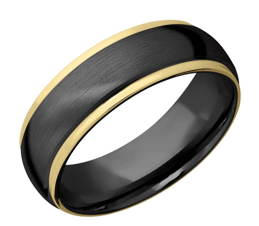 Zirconium Yellow Gold Edge Band