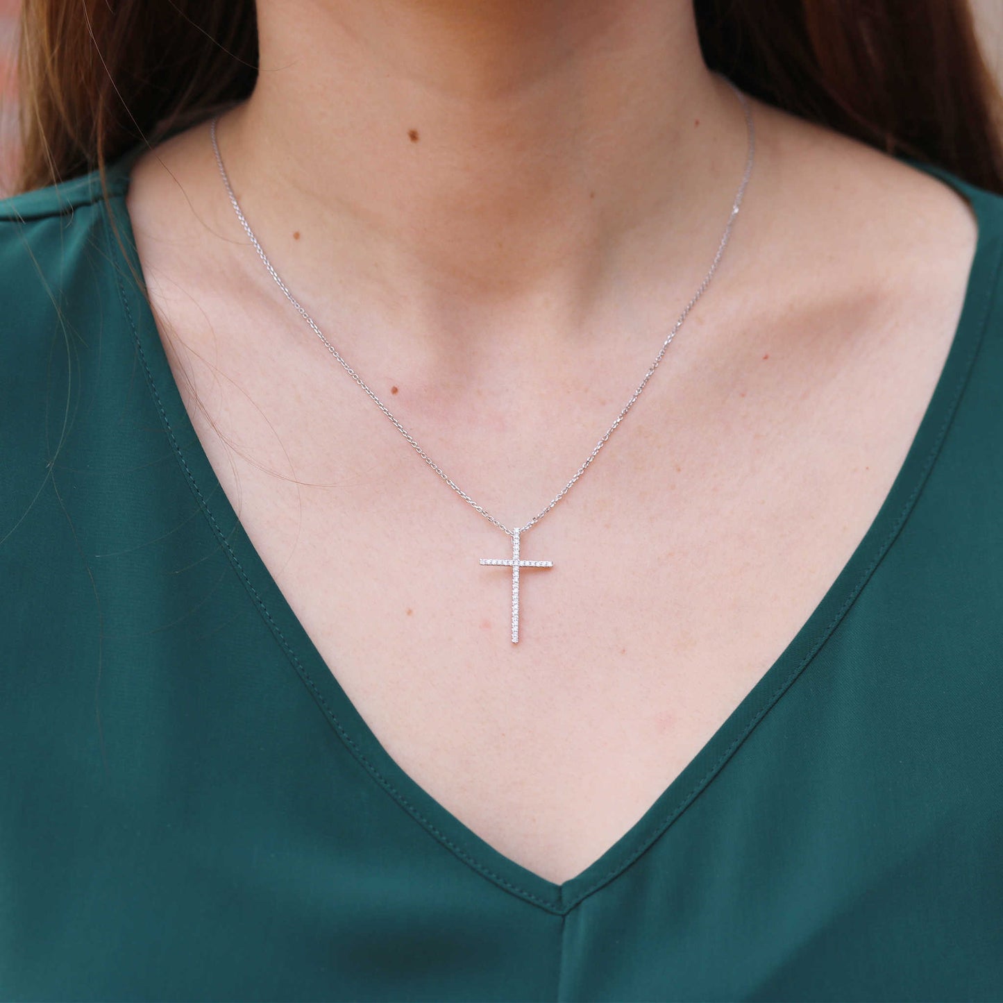White Gold Diamond Cross Pendant