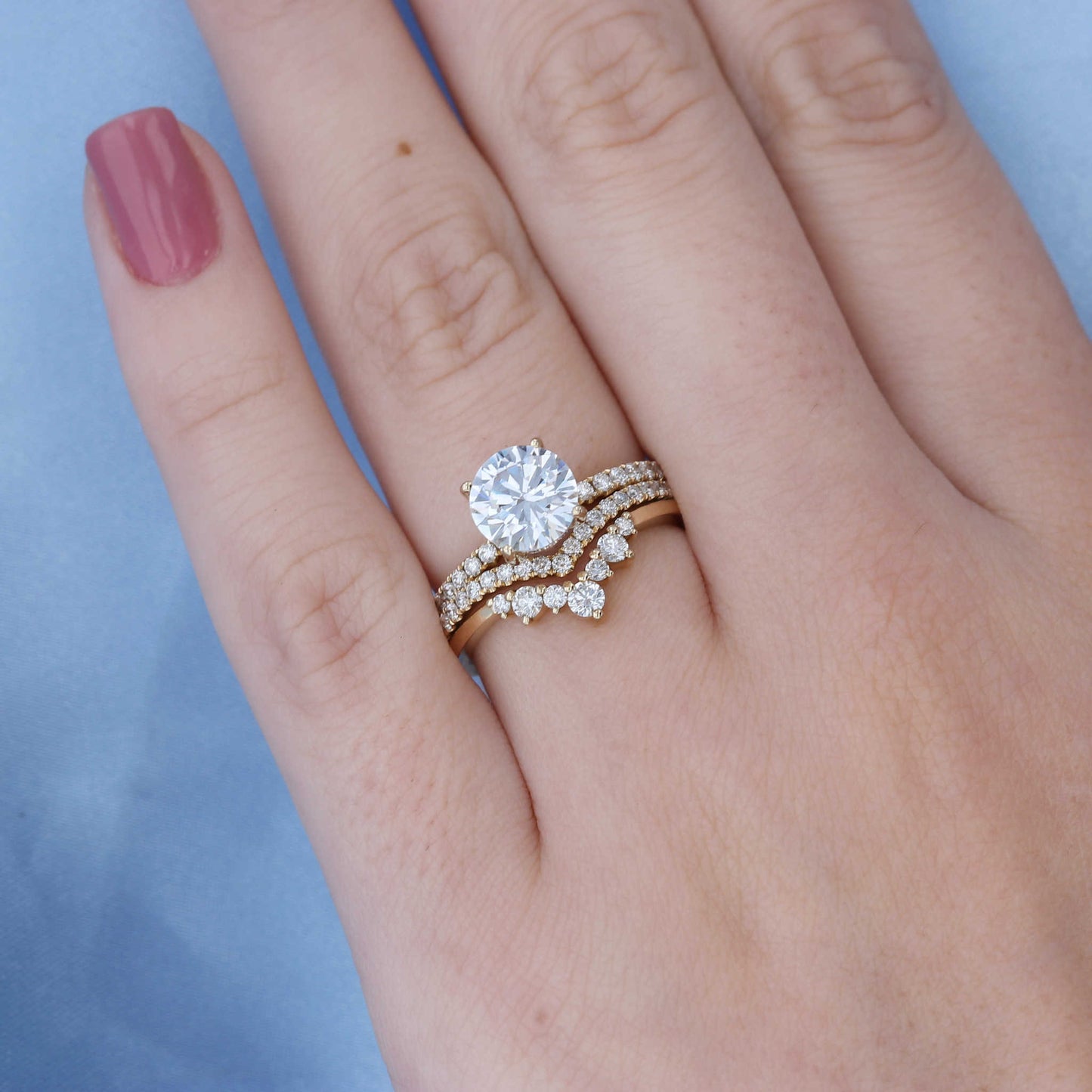 Yellow Gold Diamond Double Chevron Band