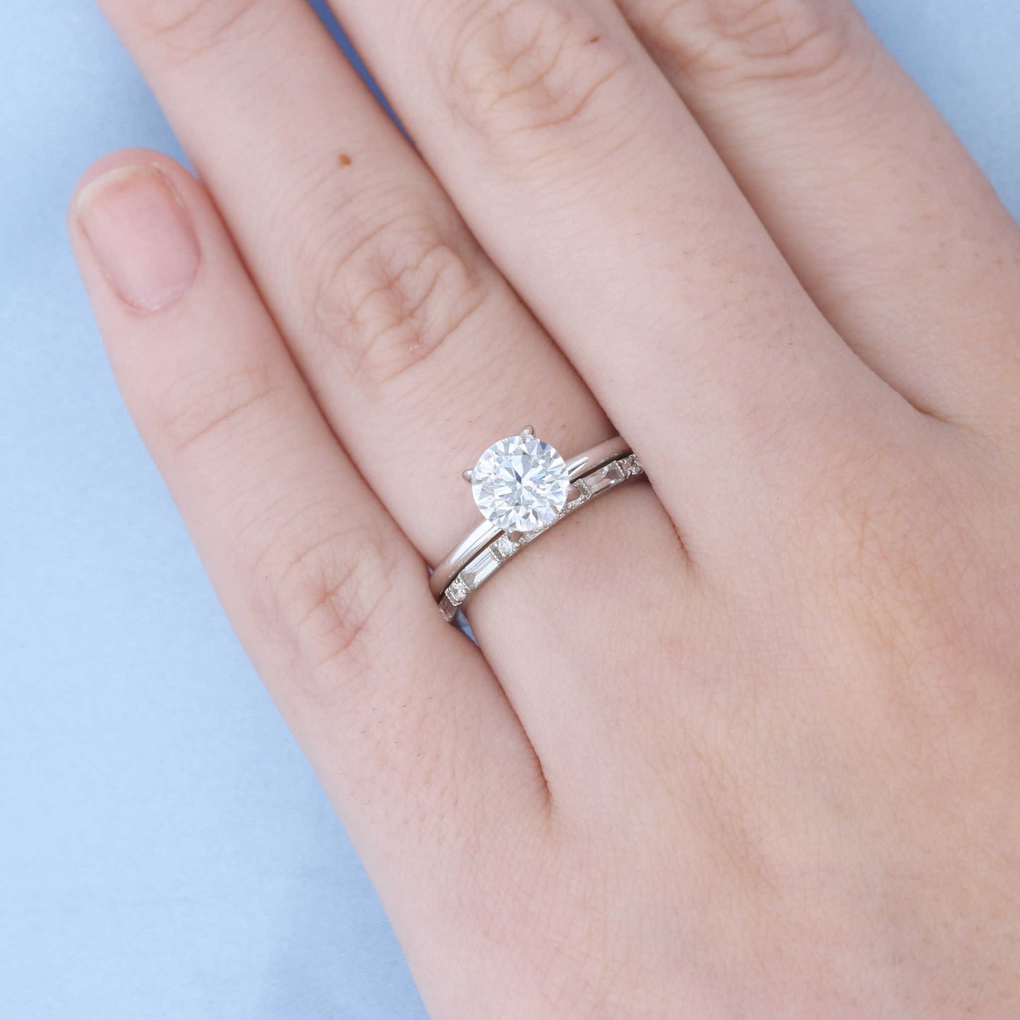 White Gold Baguette & Round Diamond Band