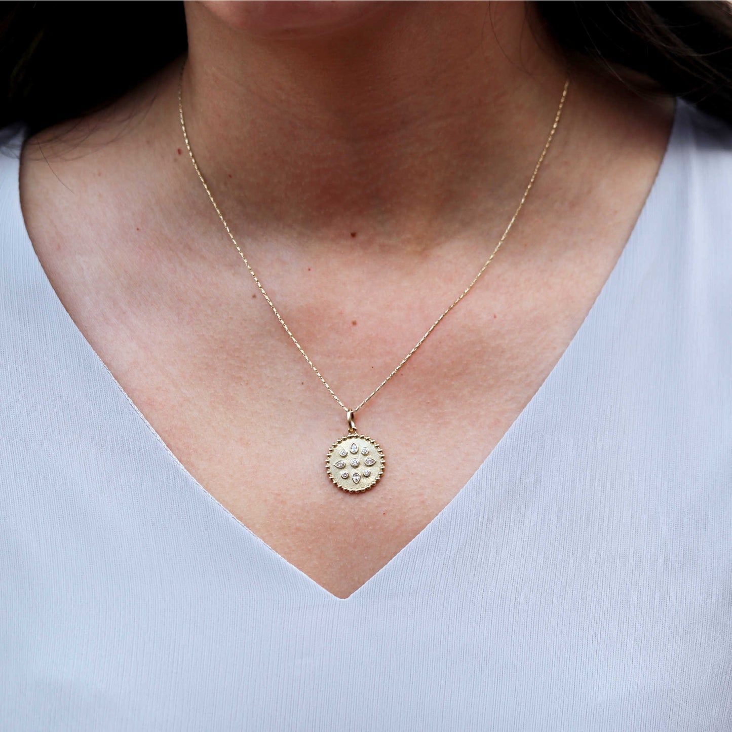 Beaded Medallion Diamond Pendant