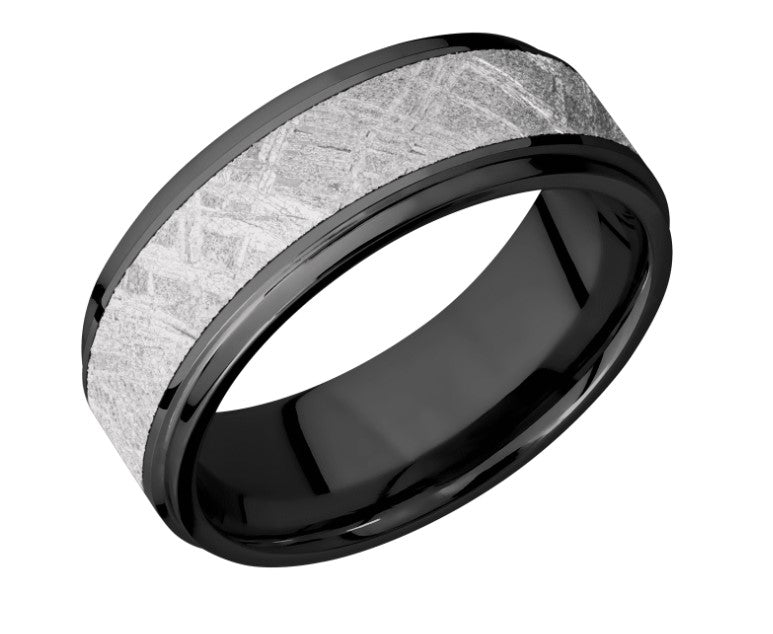 Meteorite & Zirconium Wedding Band