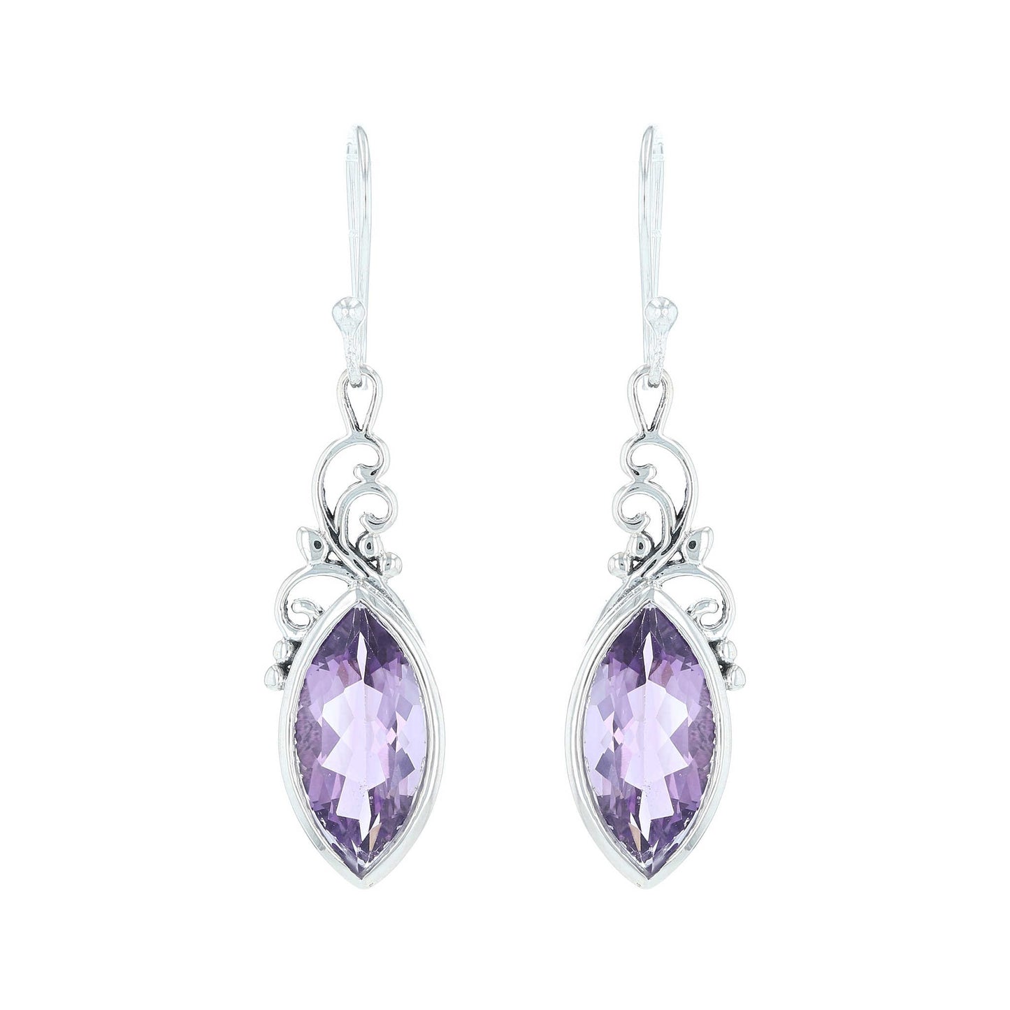 Silver Amethyst Filigree Earrings