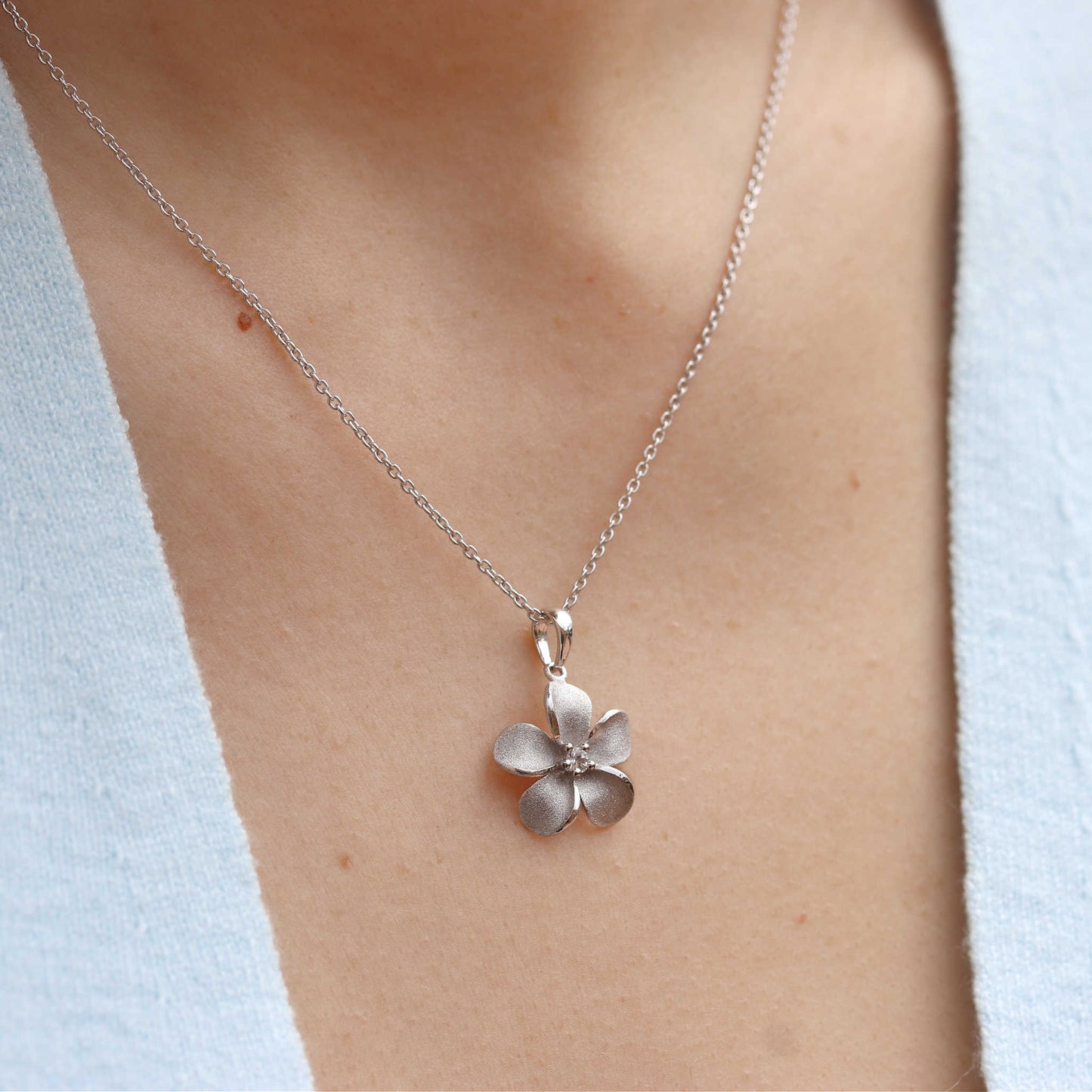 Silver Plumeria Necklace