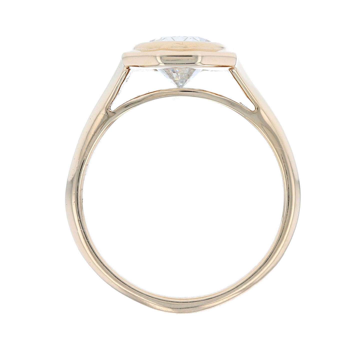 Oval Diamond Halo Bezel Solitaire Ring