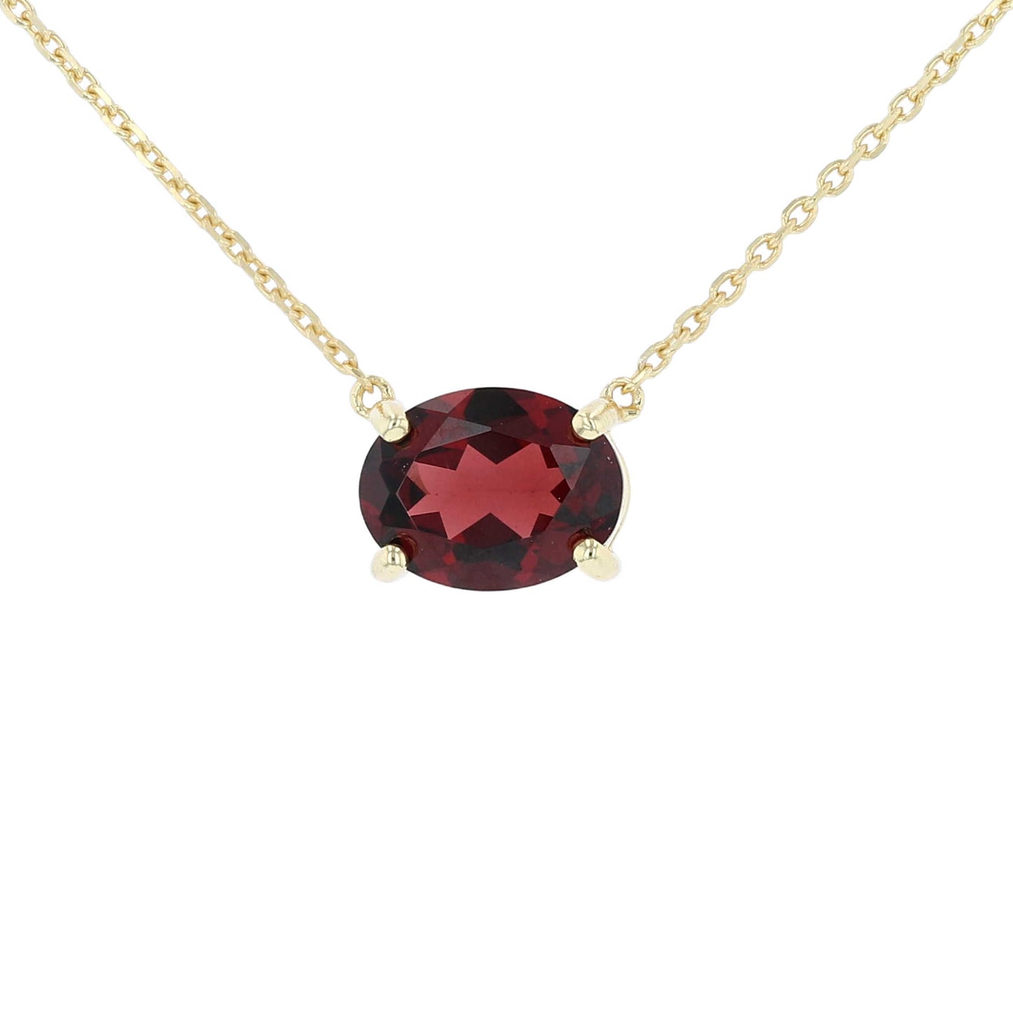 Gold Plated Silver Garnet Oval Necklace