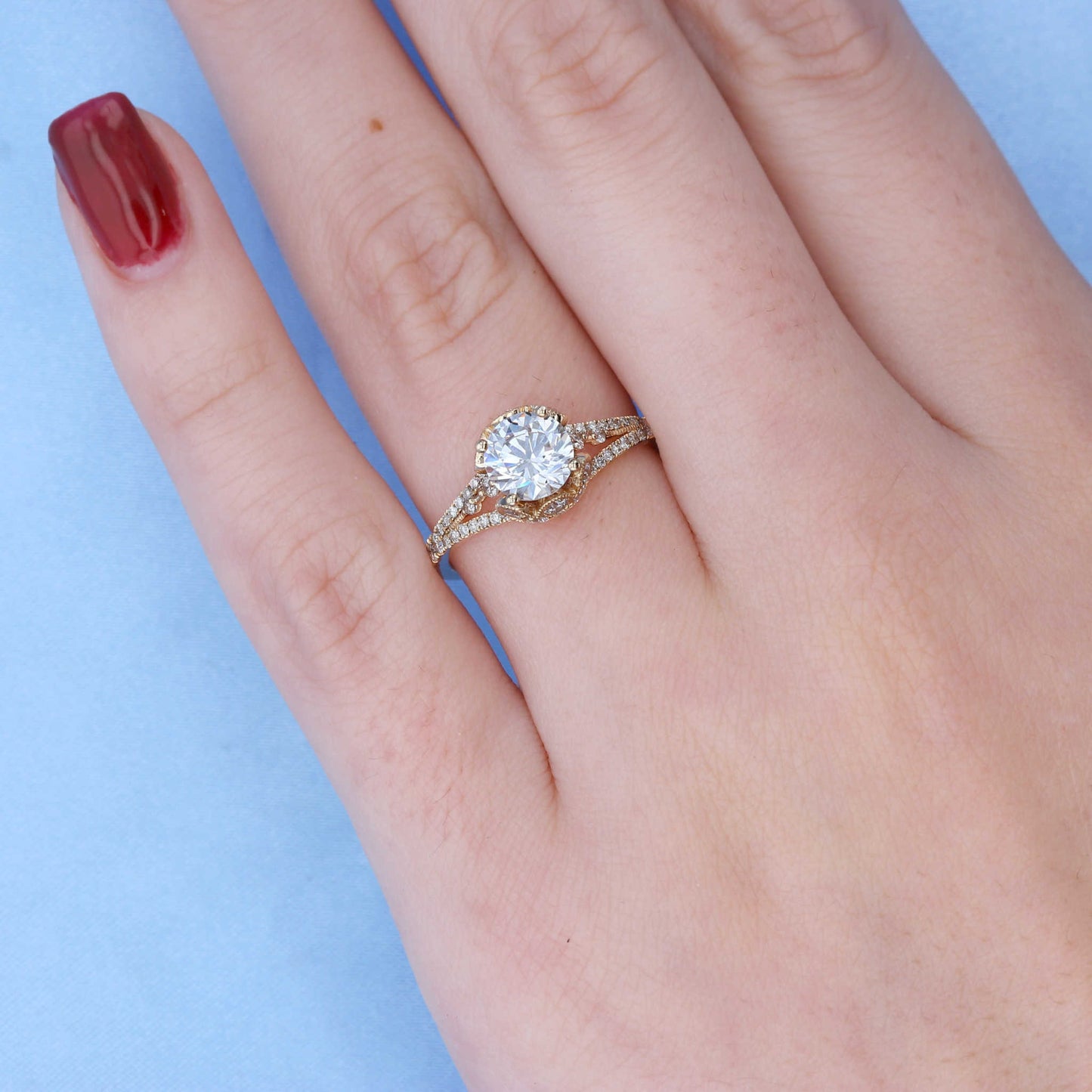 Split Shank Hidden Diamond Engagement Ring