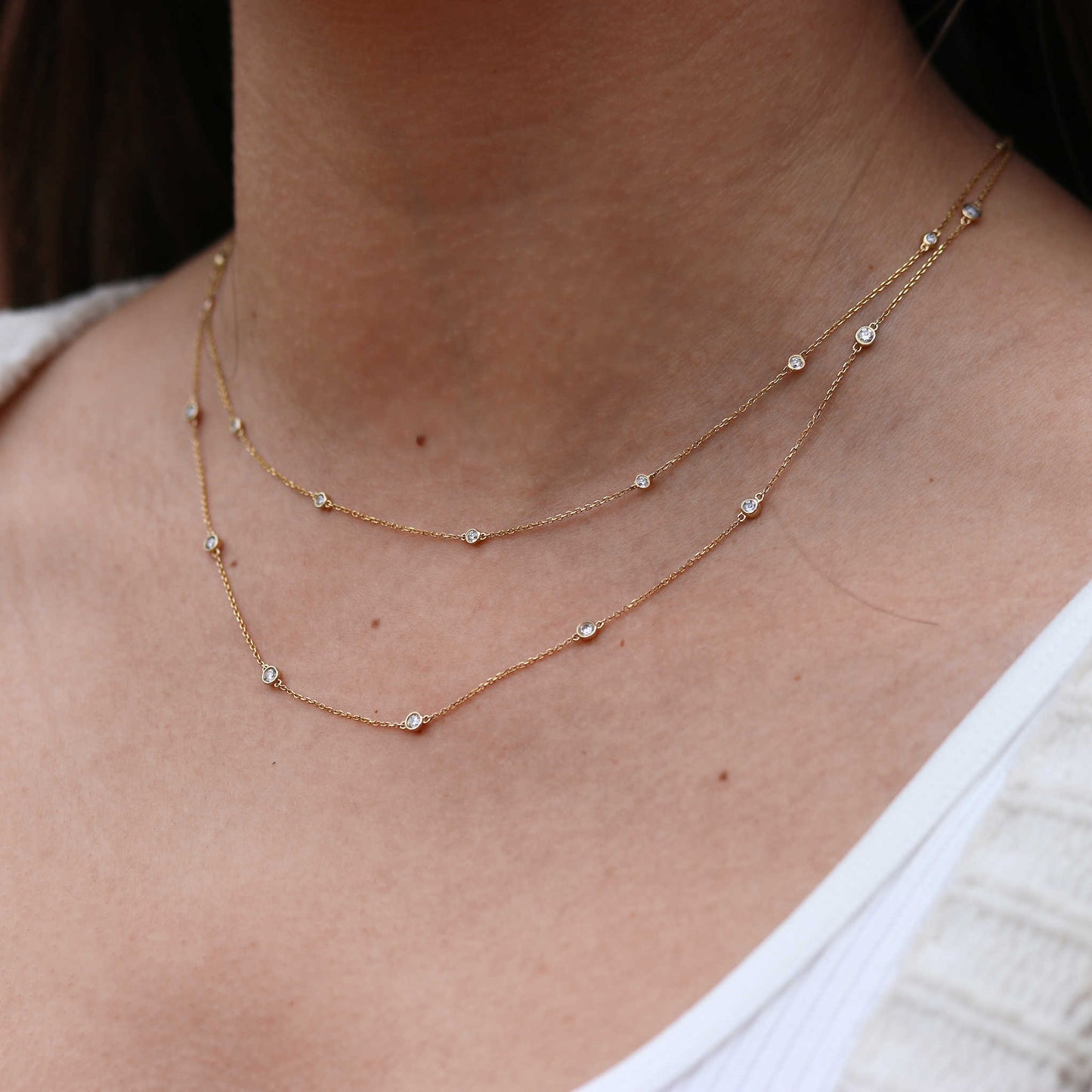 White 1/2 Carat Station Diamond Necklace