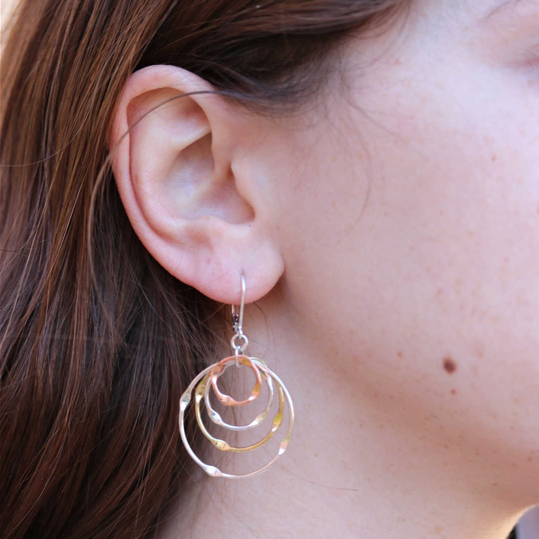 Mixed Metal Concentric Circle Earrings
