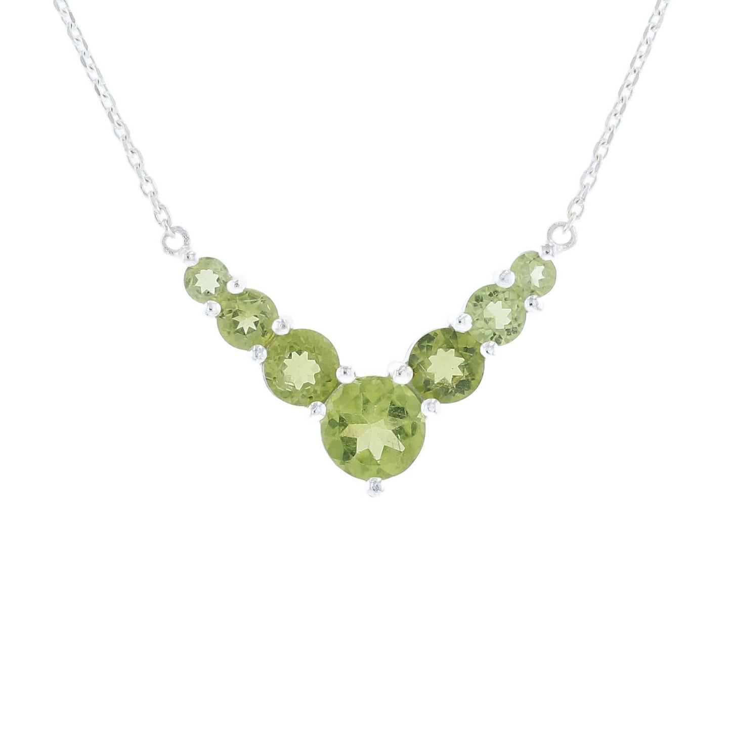 Silver Chevron Peridot Necklace