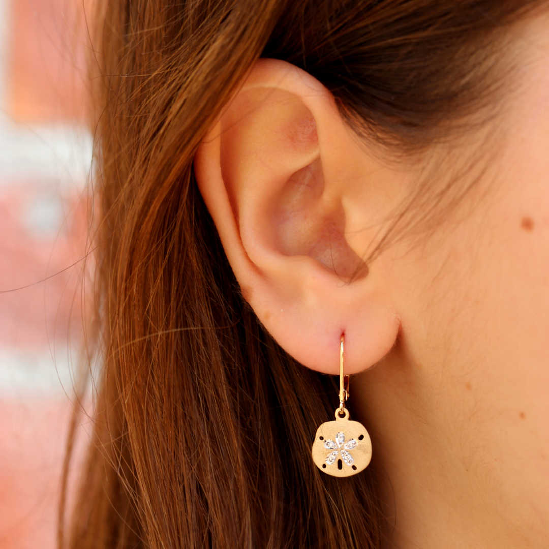 Diamond Sand Dollar Dangle Earrings