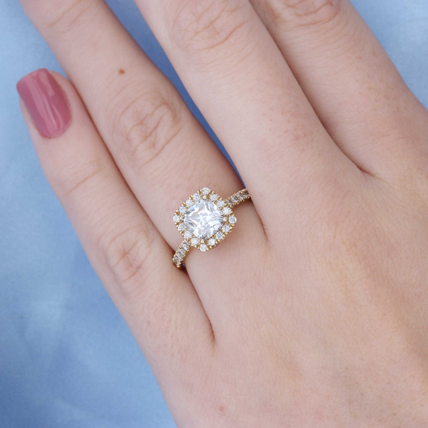 Cushion Diamond Halo Engagement Ring