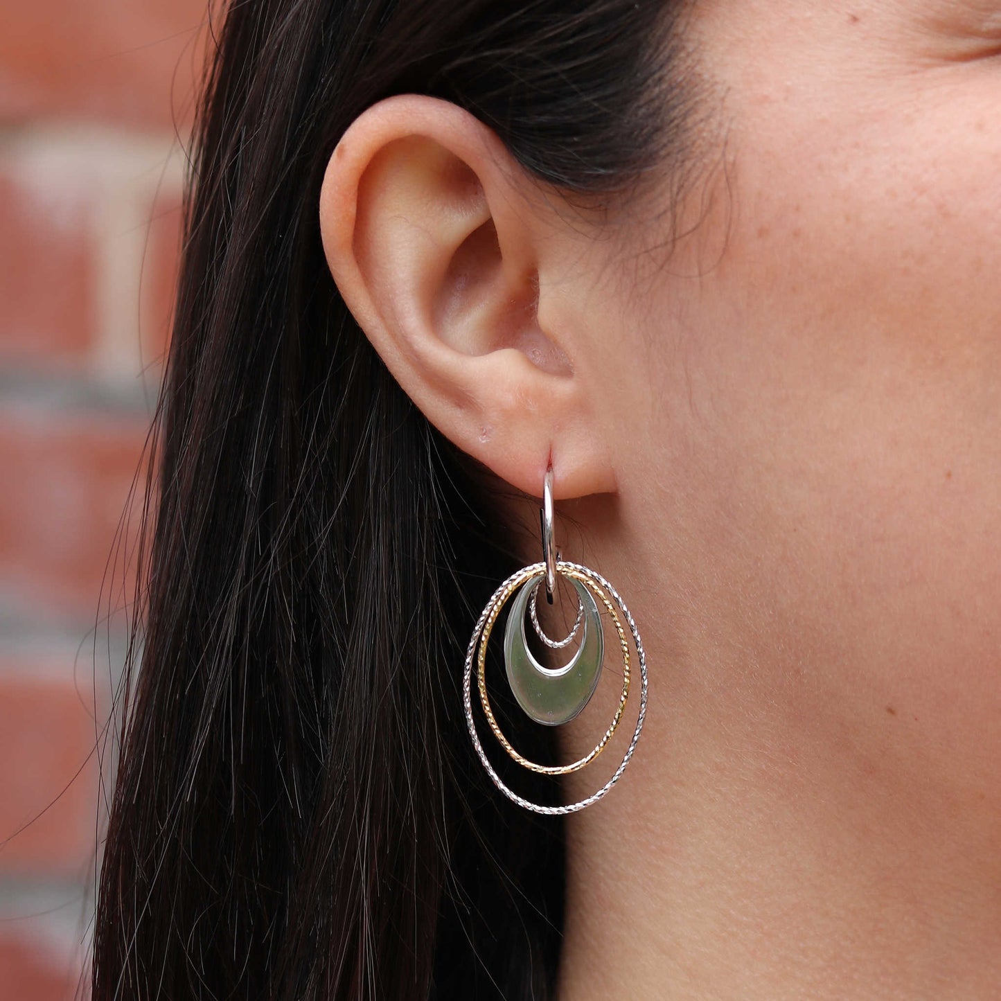 Two Tone Plated Motion Earrings