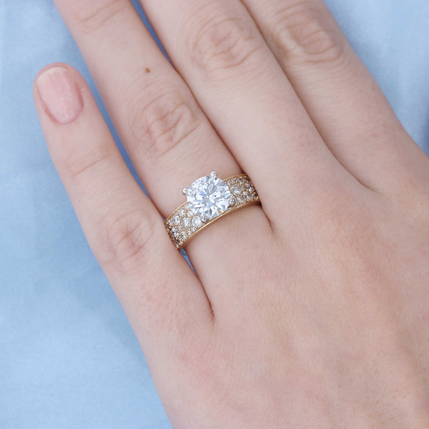6.5 mm Wide Diamond Engagement Ring