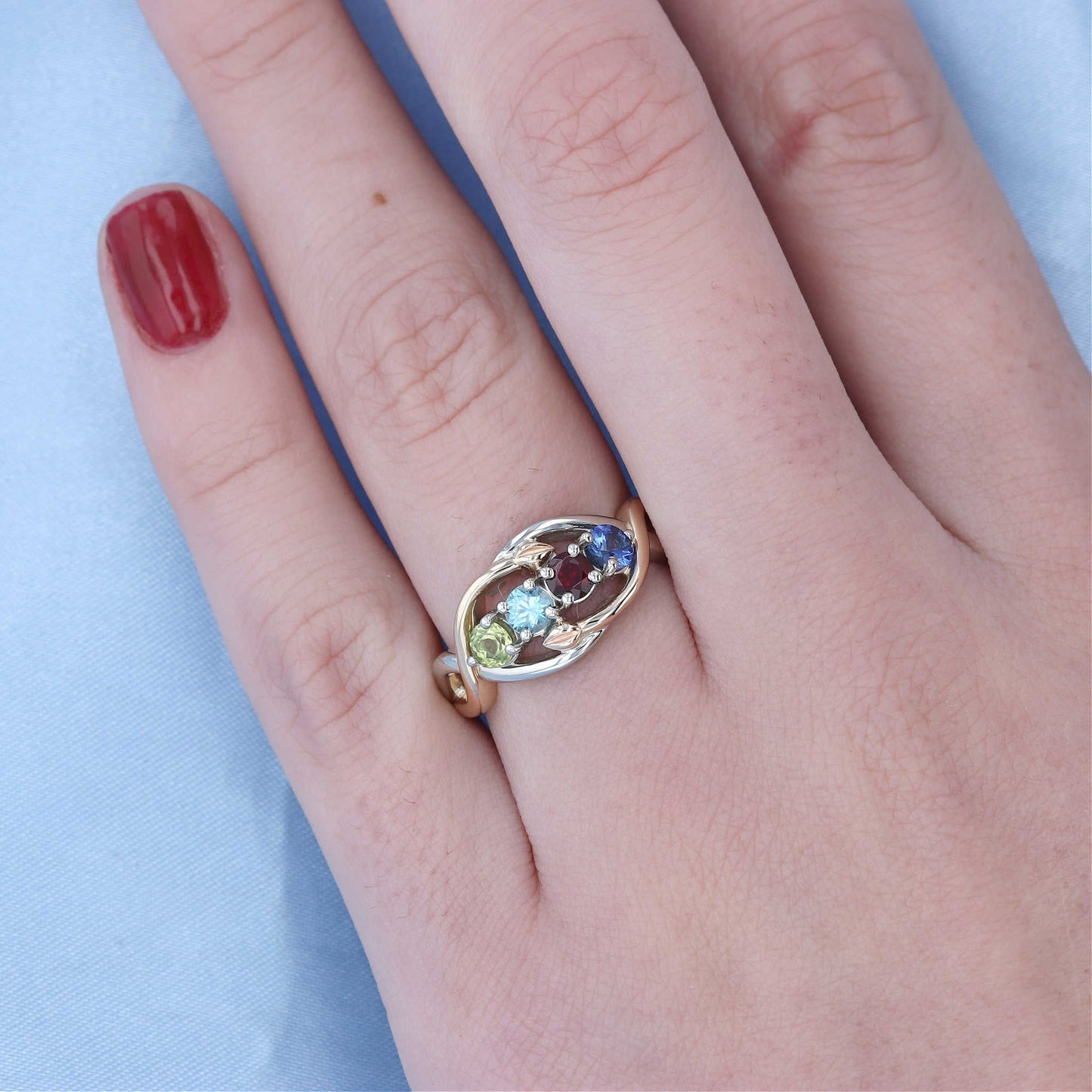 Two Tone Nature Inspired Mother's Ring