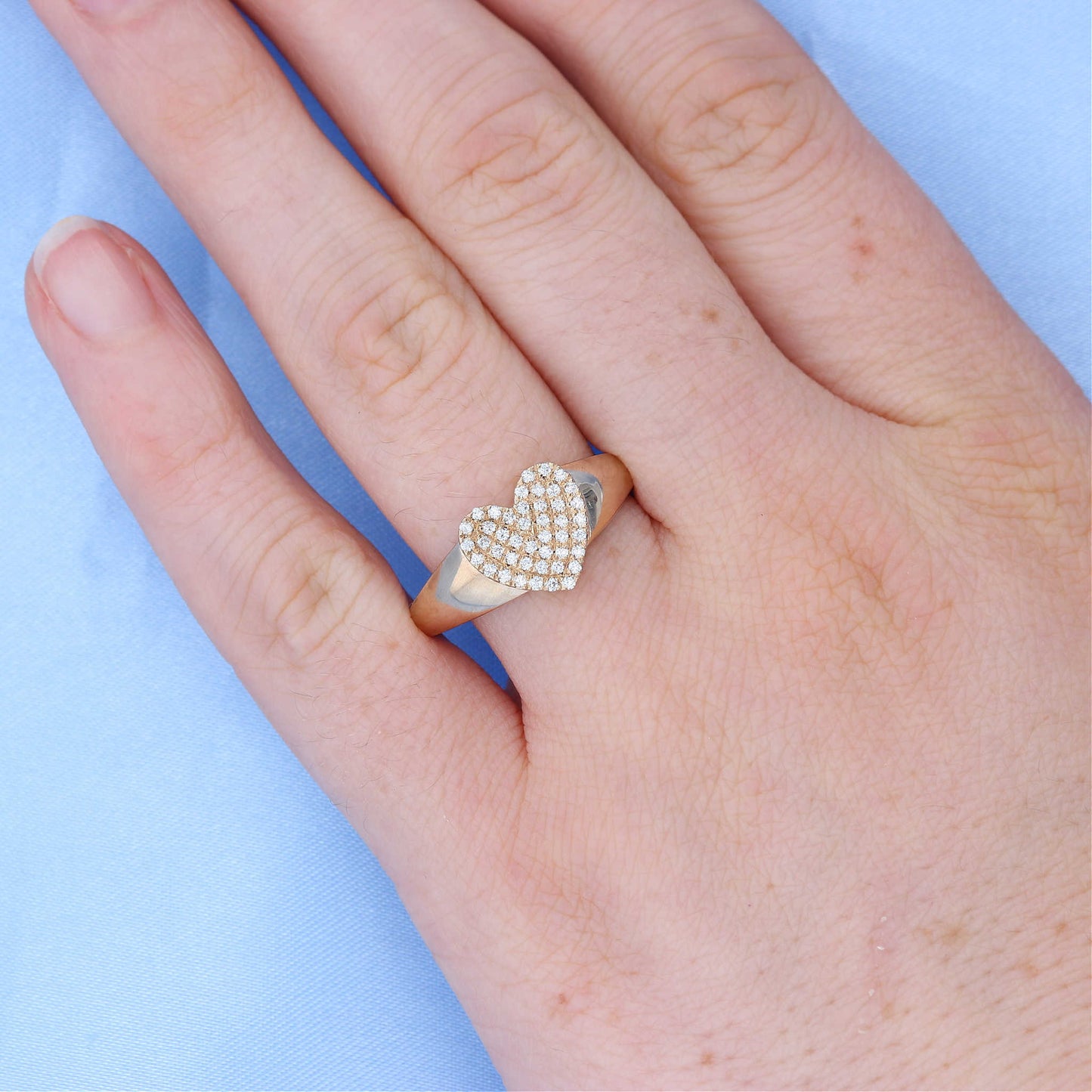 Yellow Gold Diamond Signet Heart Ring