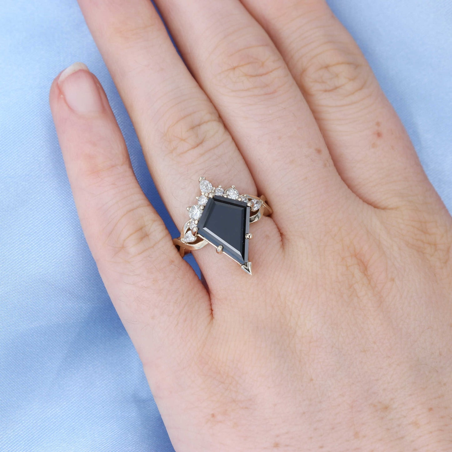 Black Kite Shape Diamond Engagement Ring
